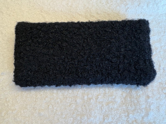 Portefeuille tissu psychédélique rabat moumoute noir