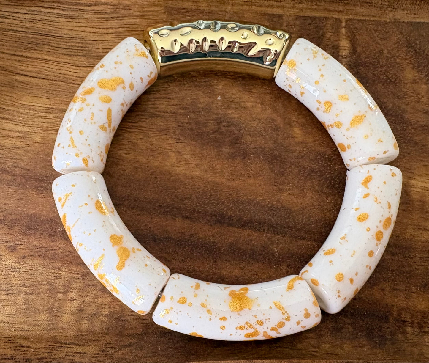 Bracelet tubulaire blanc doré