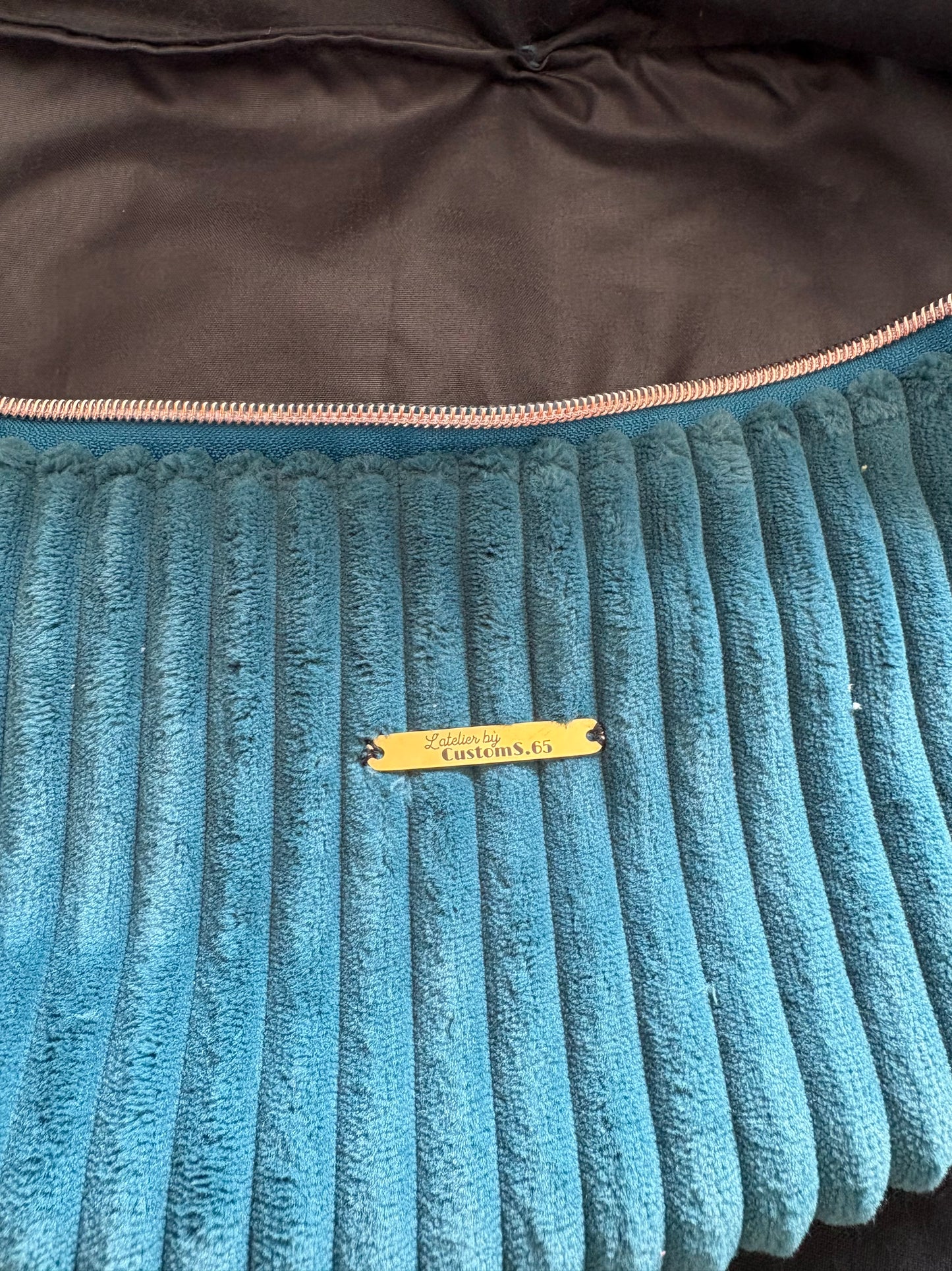Sac banane XXL bleu canard sangle arabesques