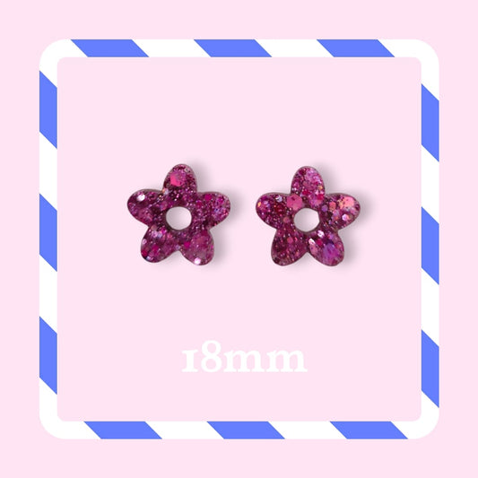 Charms petites fleurs pailletées aubergine/violet