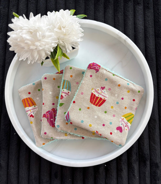 4 Cotons lavables réutilisables gâteaux