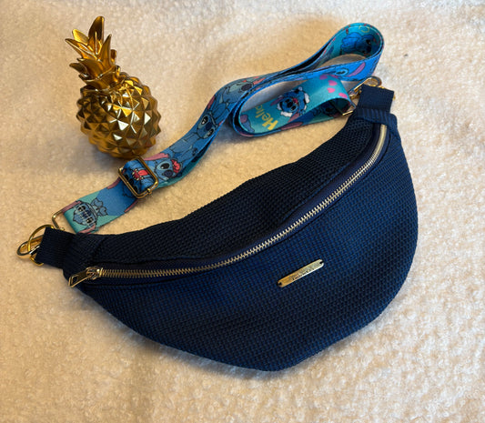 Sac banane bleu marine sangle bleue stitch
