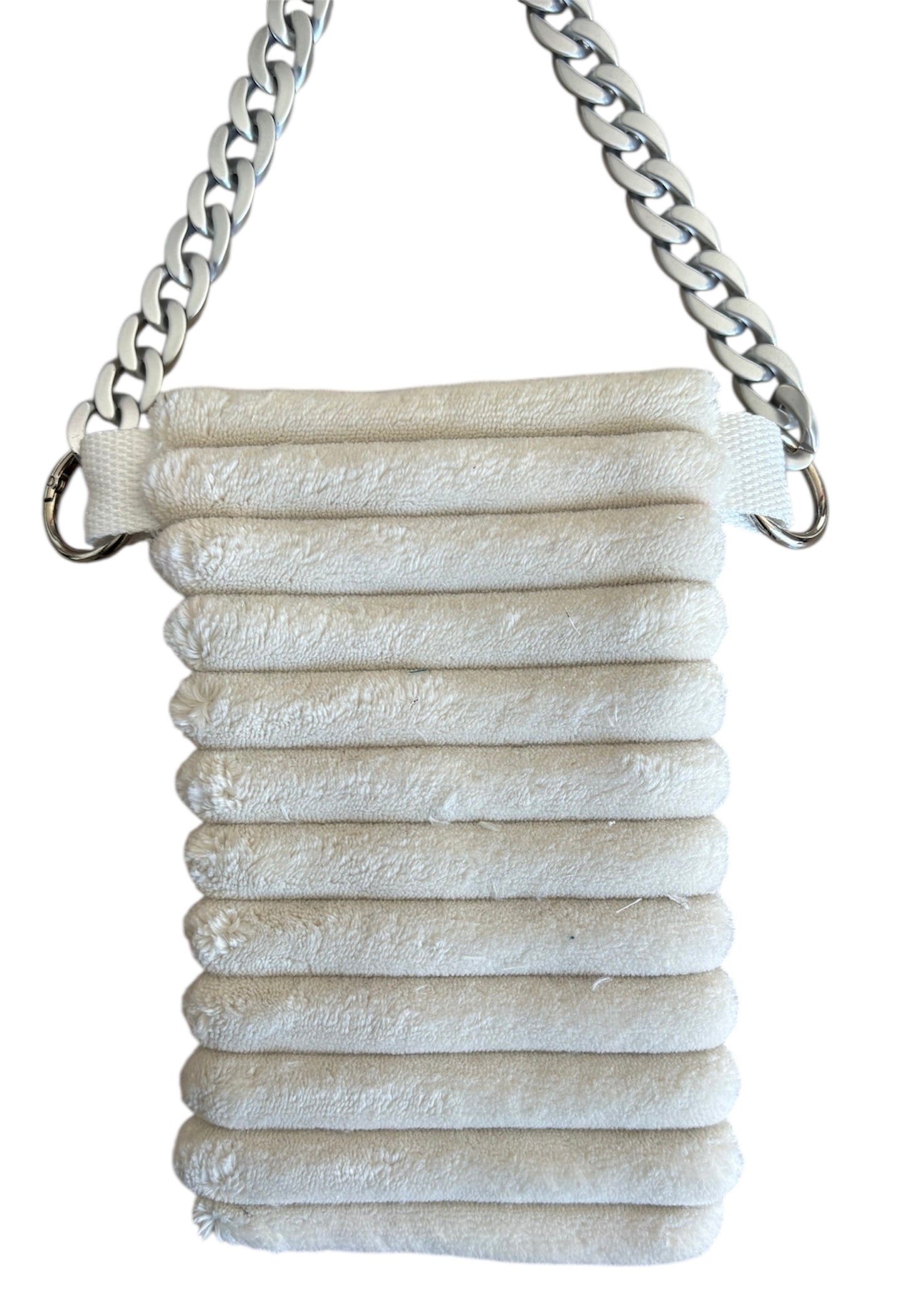 Pochette téléphone rabat velour beige intérieur pingouin