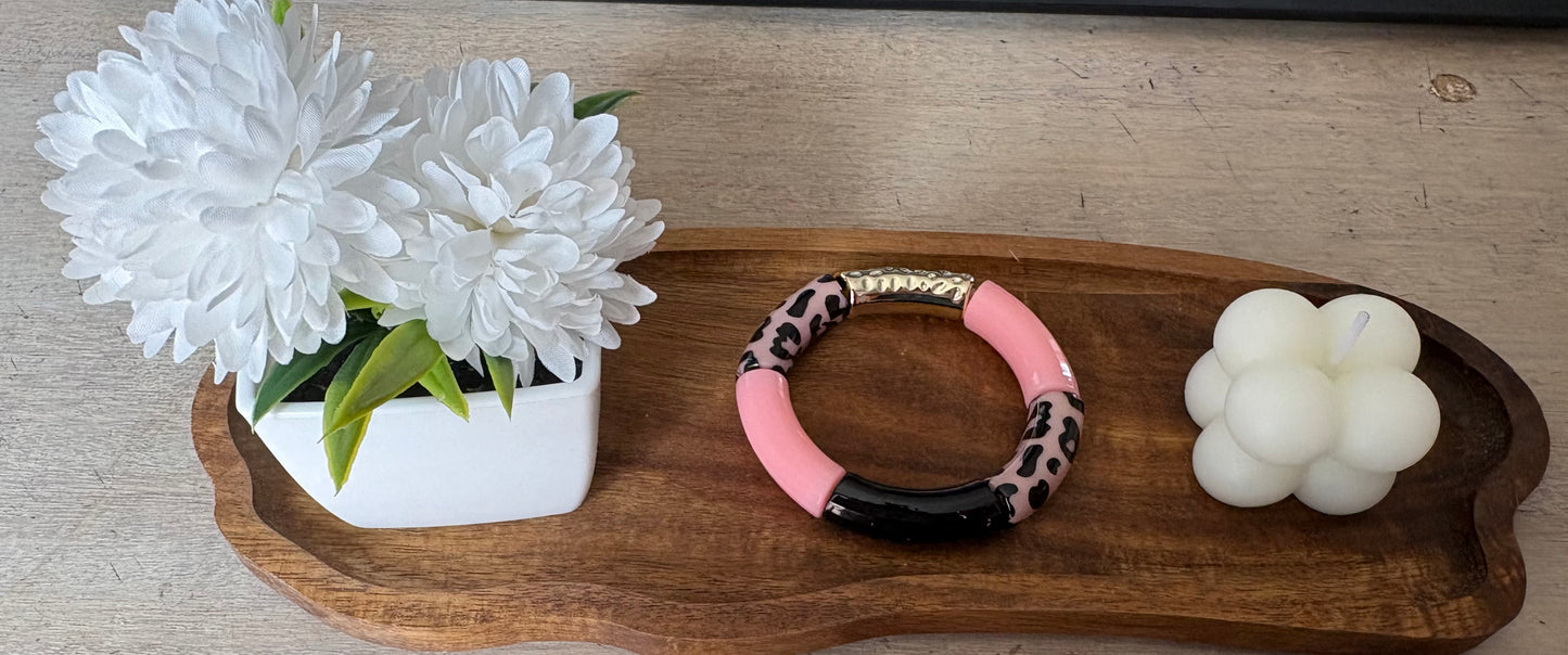 Bracelet tubulaire léopard rose