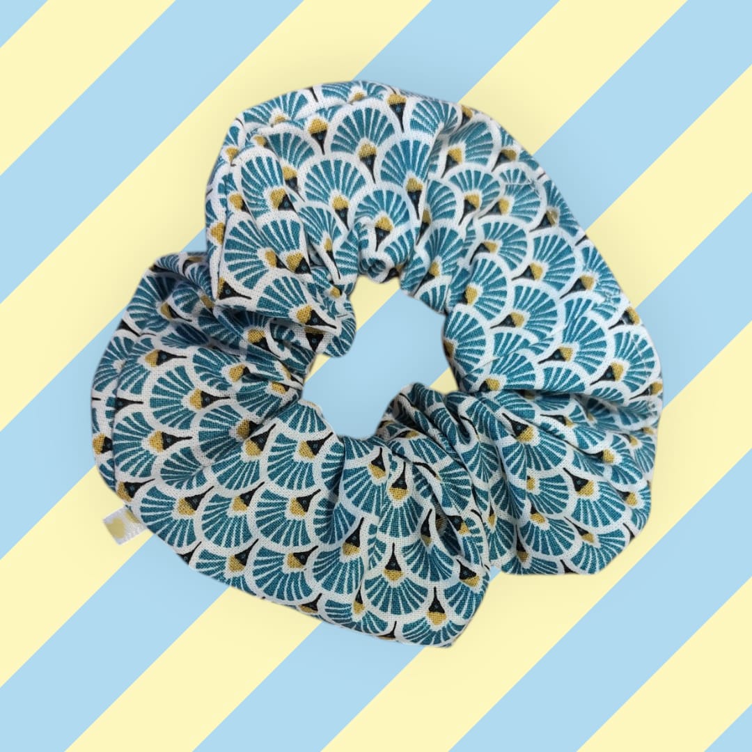 Chouchou tendance éventails bleus