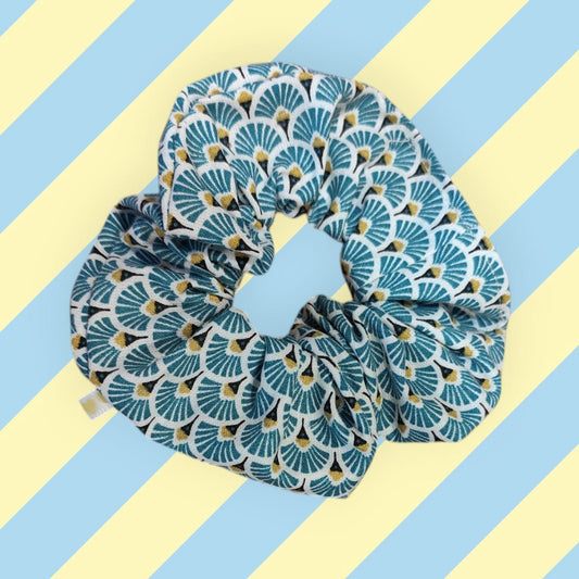 Chouchou tendance éventails bleus