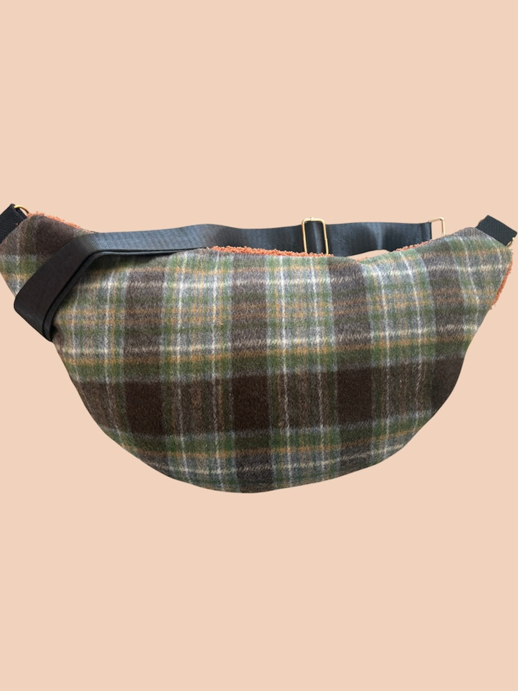 Sac banane XXL capot moumoute marron bas à carreaux