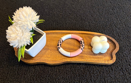 Bracelet tubulaire léopard rose pâle