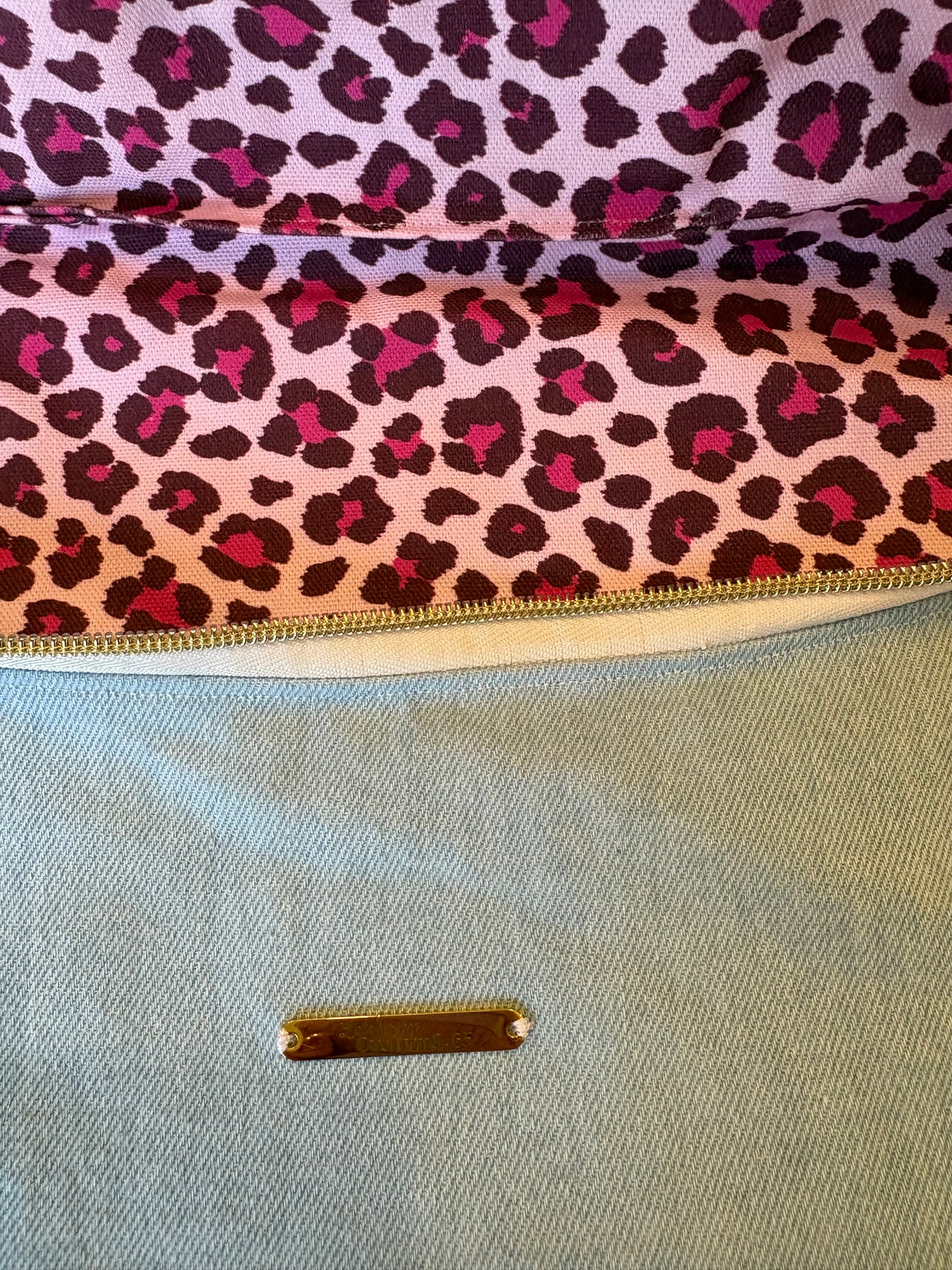 Sac banane XXL jean clair capot léopard rose sangle léopard rose