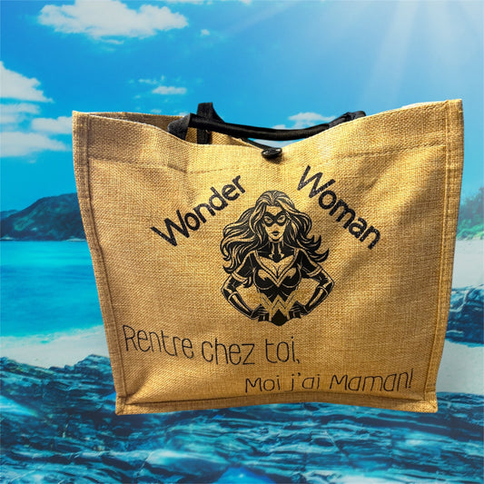 Sac Cabas toile de jute Wonder Woman