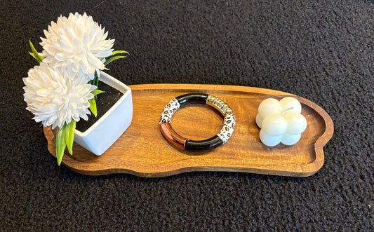 Bracelet tubulaire léopard blanc et noir