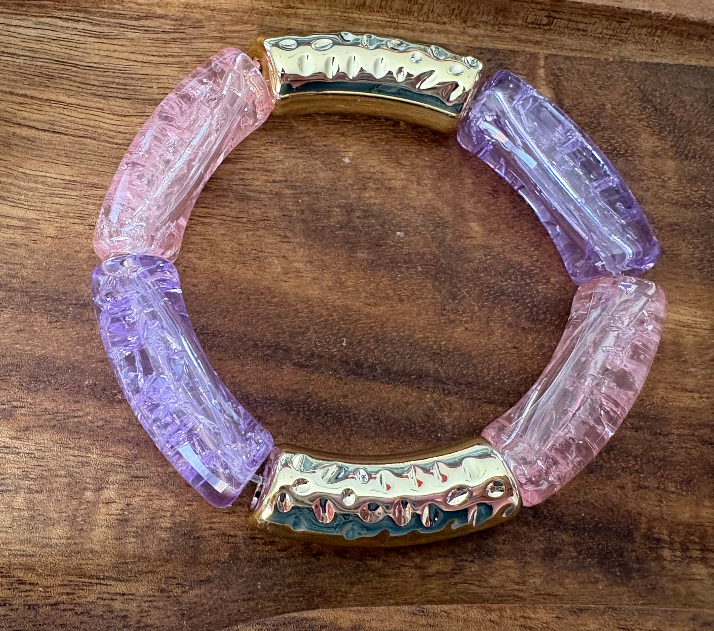 Bracelet tubulaire violet rose doré