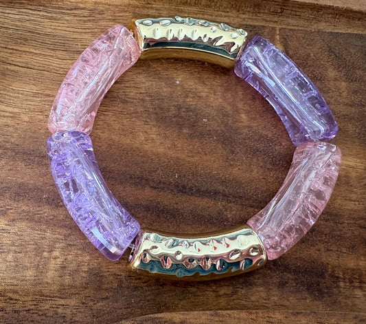 Bracelet tubulaire violet rose doré