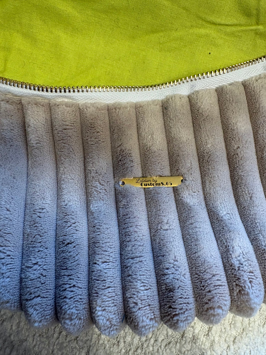 Sac banane XXL velour côtelé (trés large côte) beige sangle beige/dorée