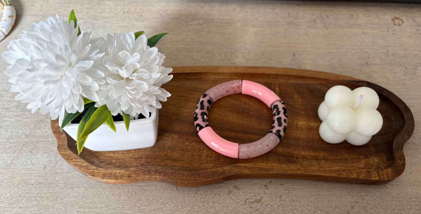 Bracelet tubulaire léopard rose