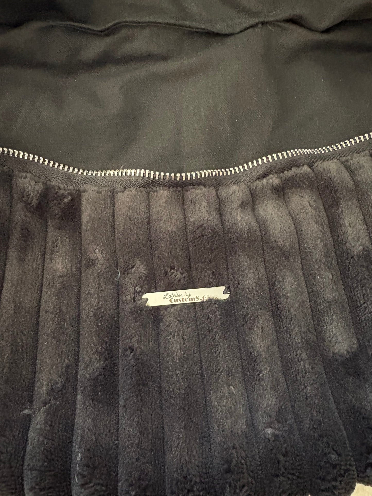 Sac banane XXL velour côtelé (trés large côte) noir sangle léopard