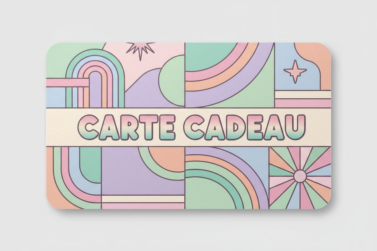 Design carte cadeau rétro pastel