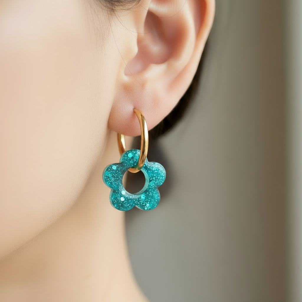 Photo portée fleur turquoise lagon
