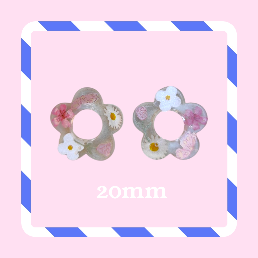 Charms fleurs transparent inclusion fleur