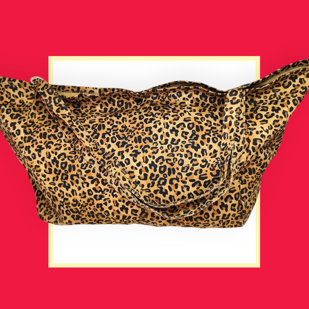 Sac Cabas léopard marron bouche rouge