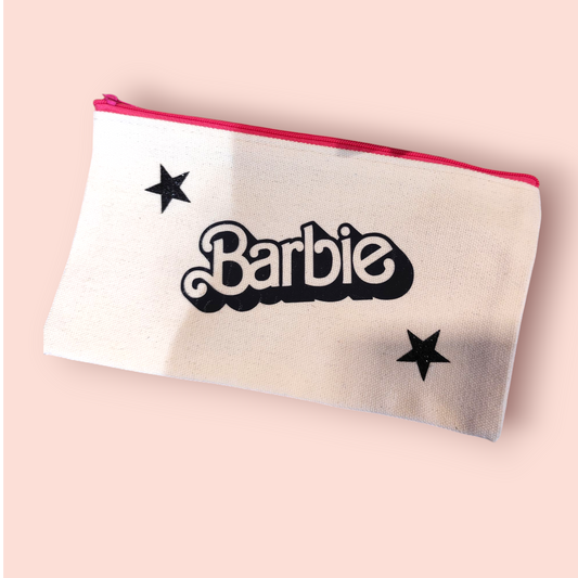 Petite Pochette à Zip écru "Barbie" noir