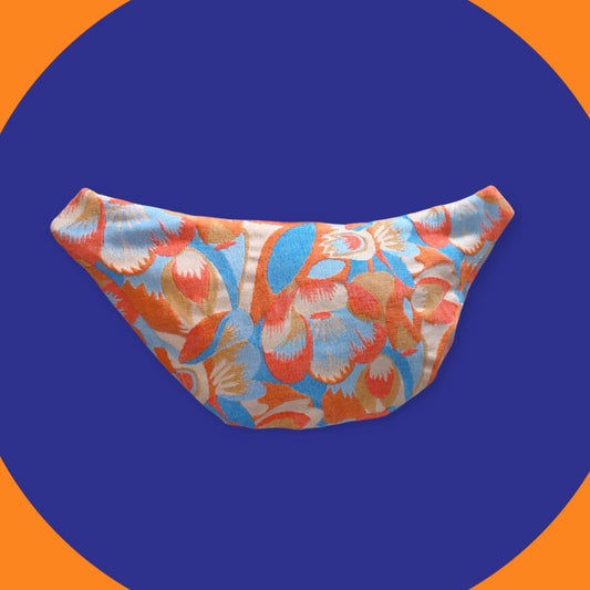 Sac banane motif floral rétro capot cuir vegan cuivre