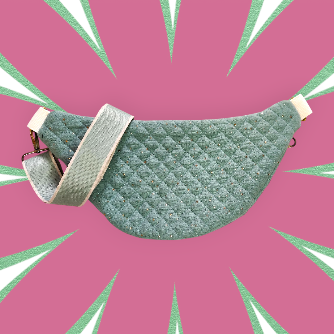 Sac banane S tissu matelassé vert eucalyptus