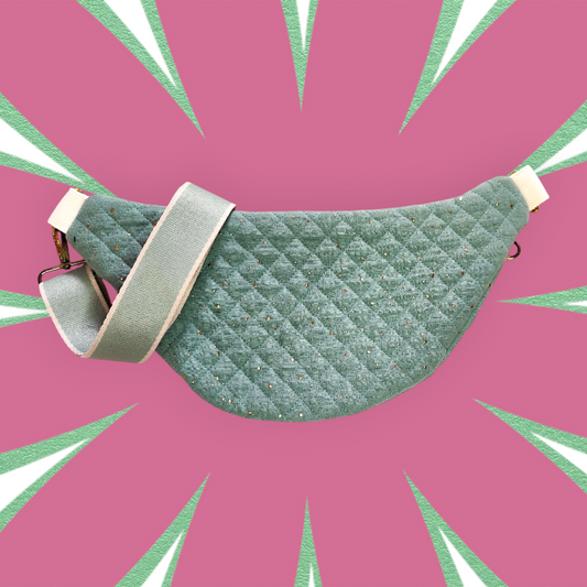 Sac banane S tissu matelassé vert eucalyptus