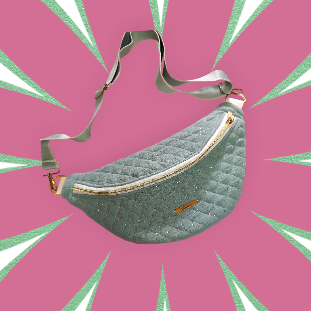 Sac banane S tissu matelassé vert eucalyptus