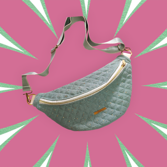 Sac banane S tissu matelassé vert eucalyptus