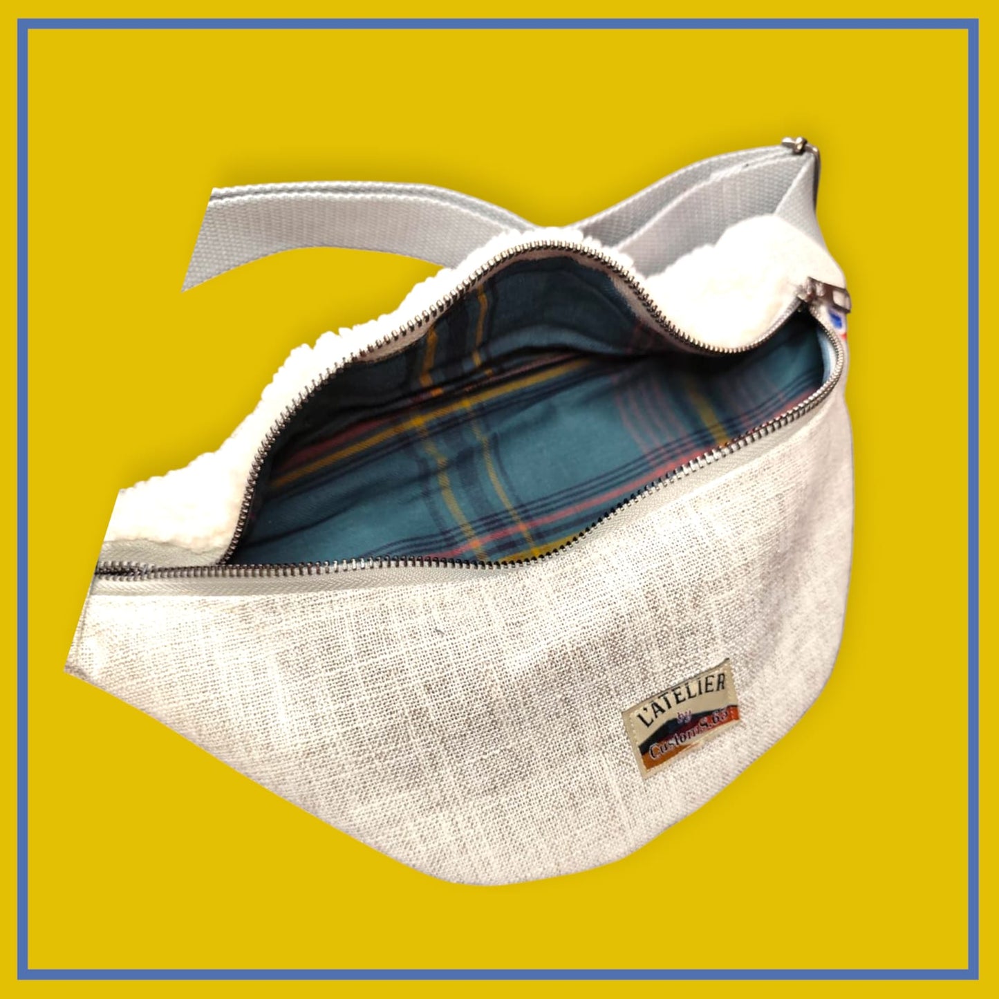 Sac banane gris clair chiné sangle gris