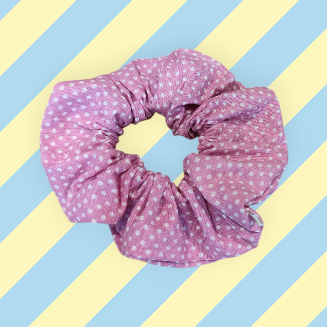 Chouchou tendance rose pois blanc