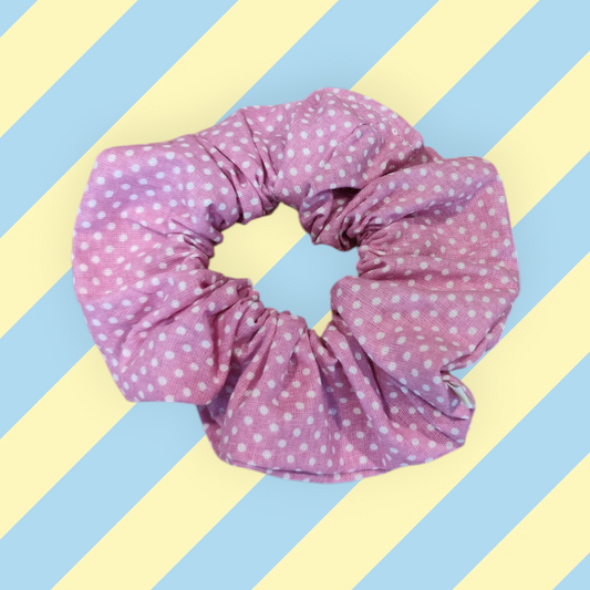 Chouchou tendance rose pois blanc