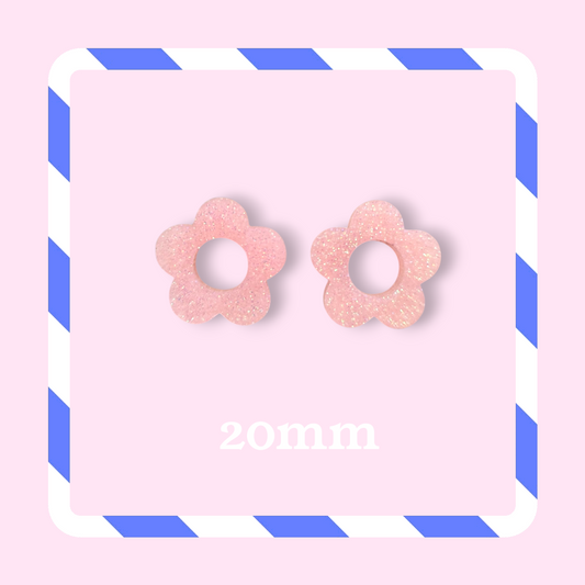 Charms fleurs pailletées rose pastel