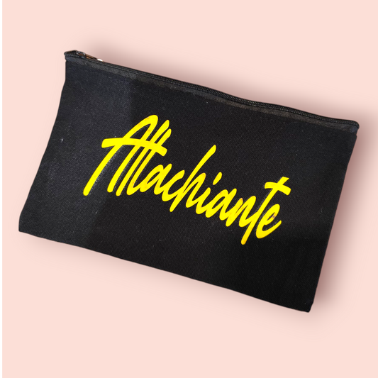 Petite Pochette à Zip noir "Attachiante" jaune