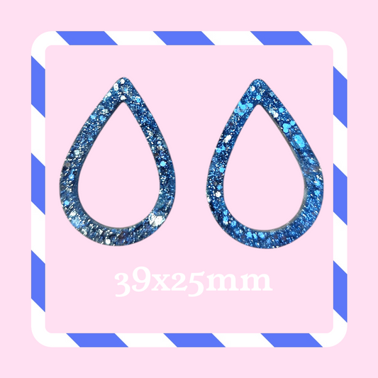 Charms gouttes (ou inversé) paillettes bleu glacial
