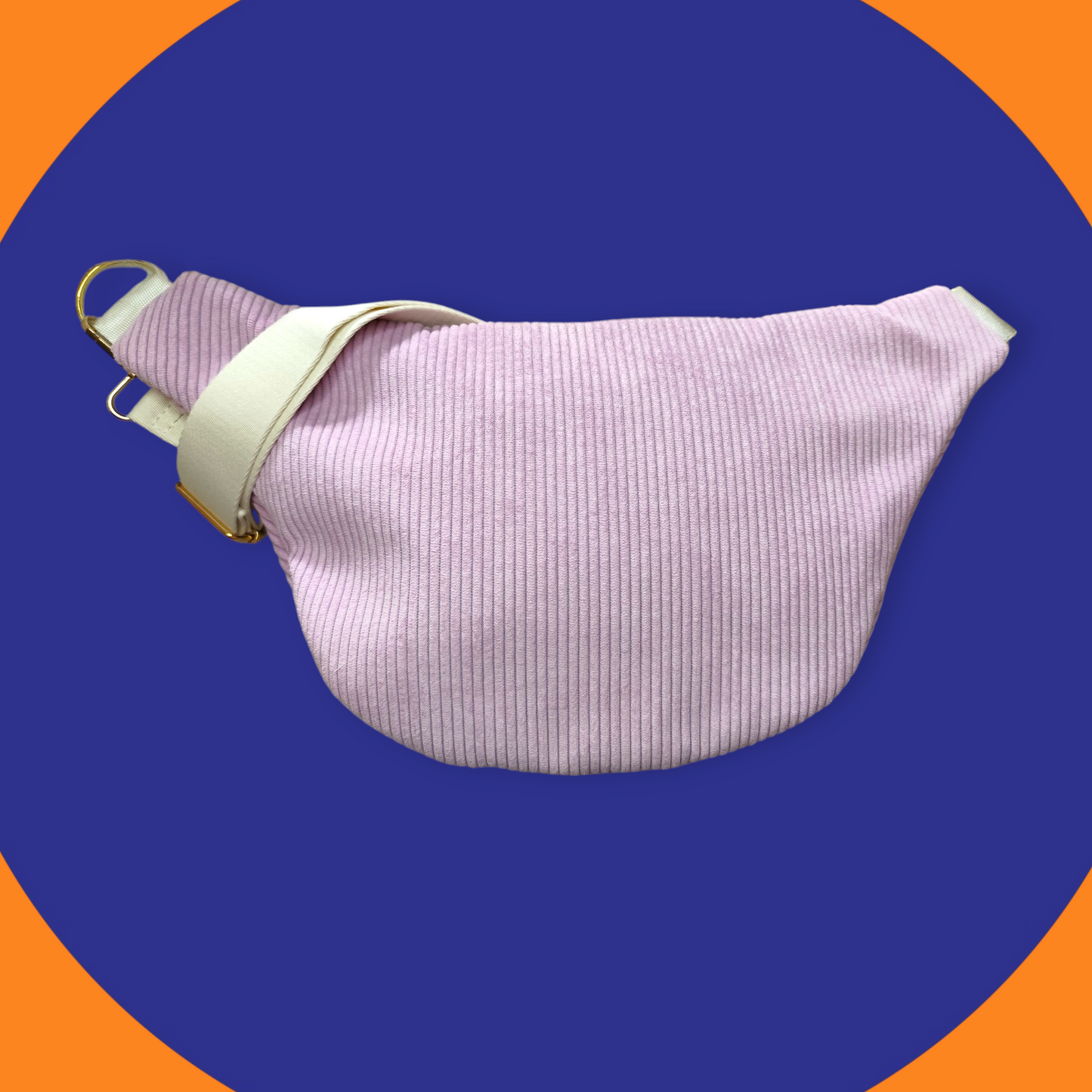 Sac banane velour côtelé parme capot fleuri