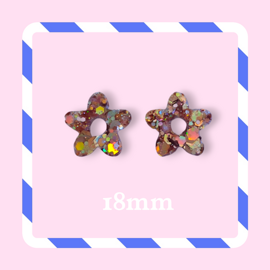 Charms petites fleurs paillettes champagne bronze