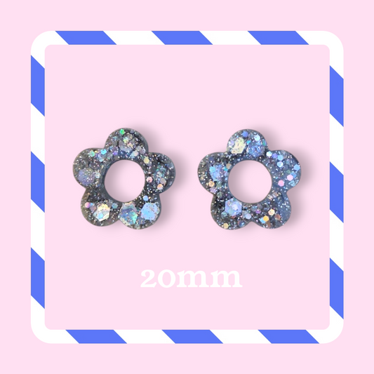Charms fleurs pailletées argent