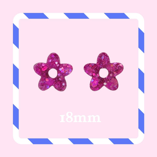 Charms petites fleurs paillettes rose violine