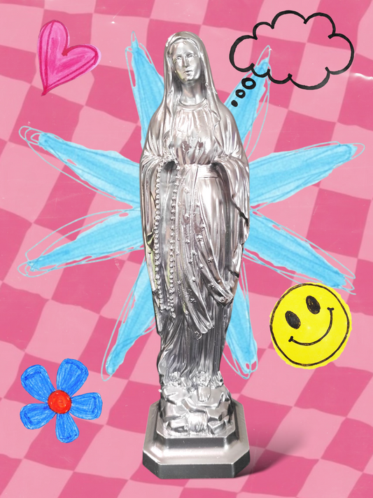 Statue pop vierge Marie argent 28cm