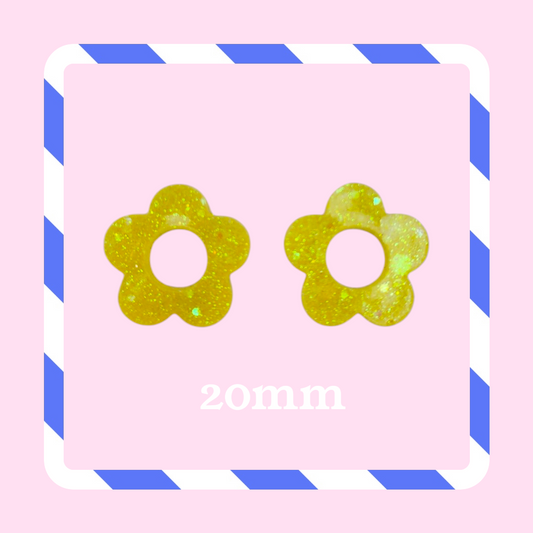 Charms fleurs pailletées jaune