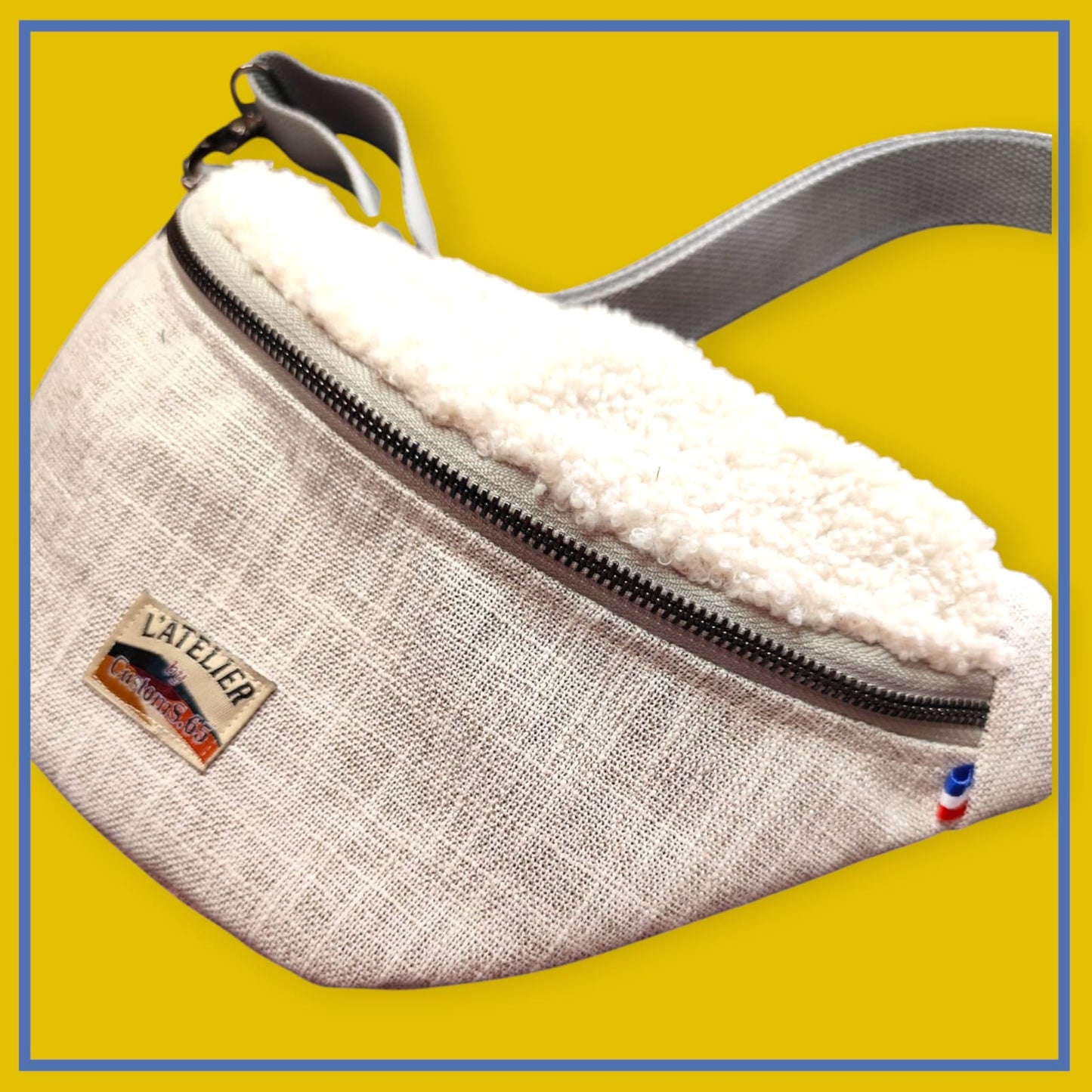 Sac banane gris clair chiné sangle gris