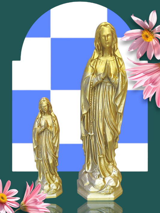 Statue pop vierge Marie nuance or argent