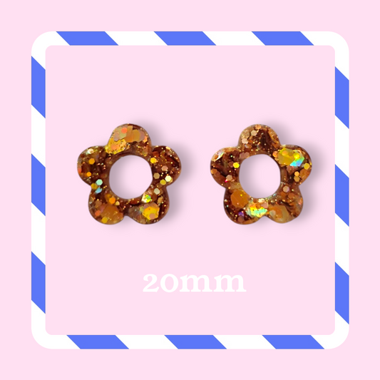 Charms fleurs pailletés champagne bronze