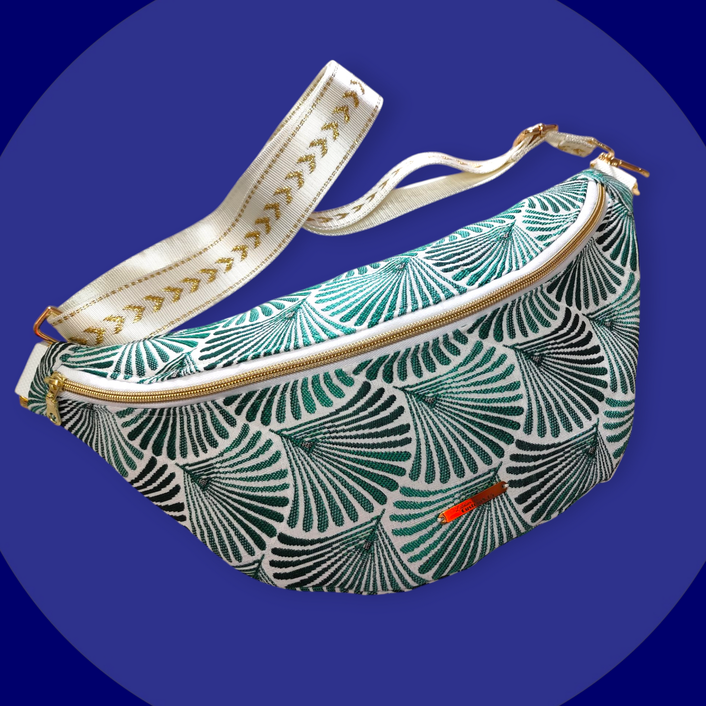 Sac banane motif feuille palmier vert