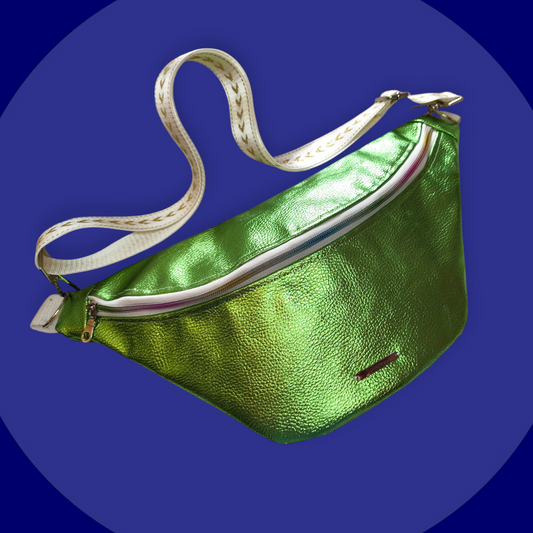 Sac banane cuir vegan vert vibrant