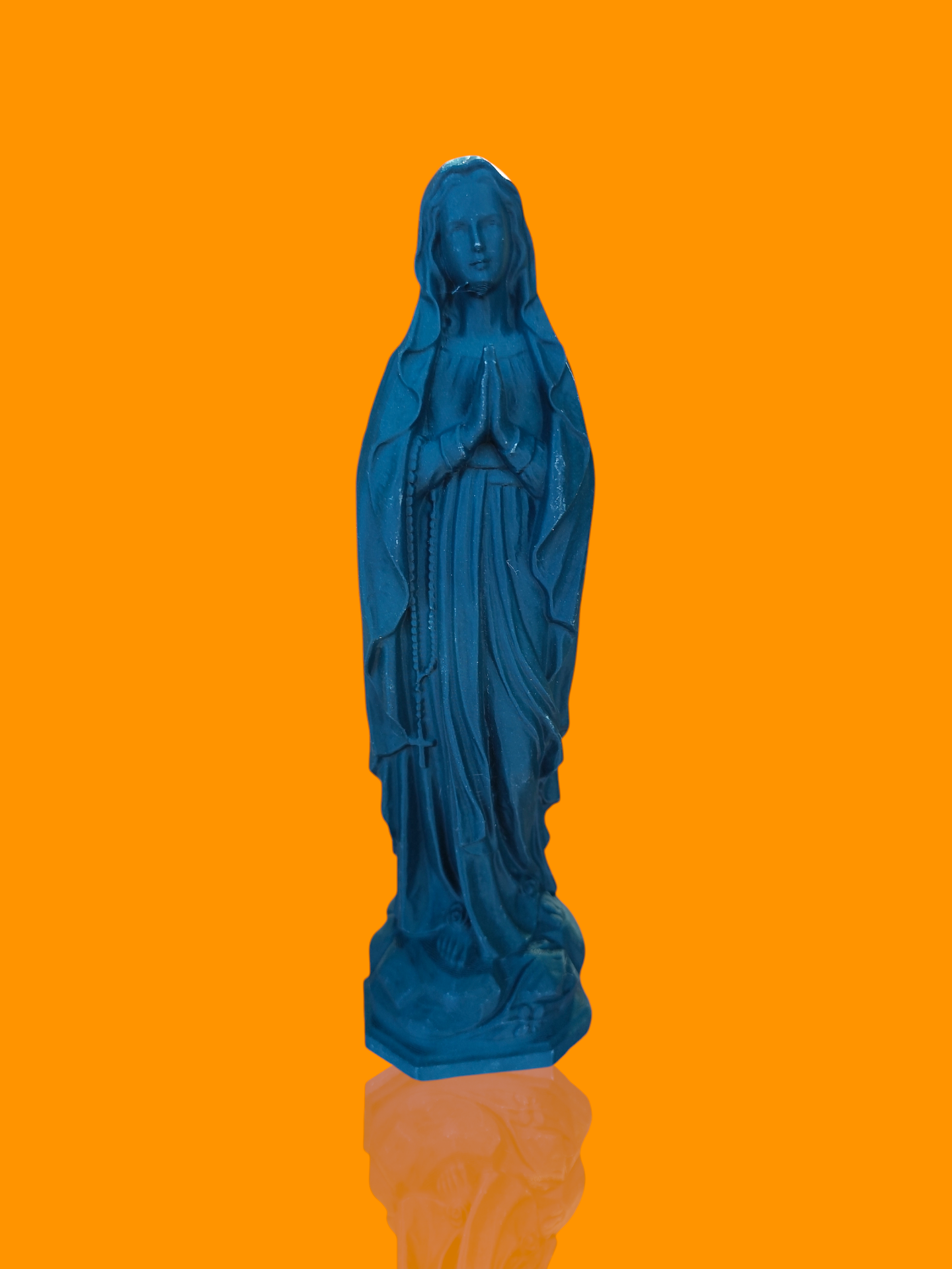 Statue pop vierge Marie bleu canard
