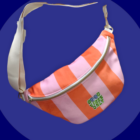 Sac banane rayé orange rose