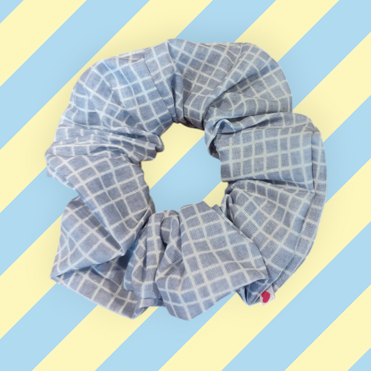 Chouchou tendance carreaux bleu grisé